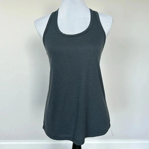 Athletic Blue/Gray Stripe Racerback Tank Top Sz SM - Picture 1 of 4